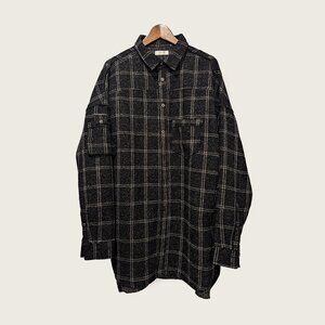 KOLLAR - The flannel charcoal long shirt - Sz XL